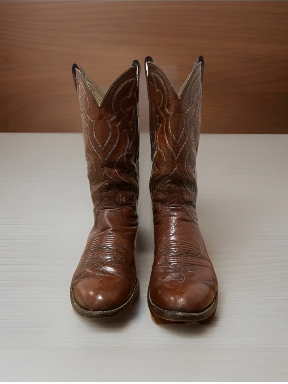 Vintage Dan Post Women’s Western Cowboy Boots Size 10B Brown Leather USA
